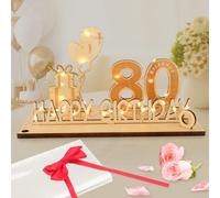 Regalos Originales de 80 Cumpleaños, Seutgjie Decoracion 80 Cumpleaños para Hombre Mujer con Tira de Luces LED y Libro de visitas para Aniversarios