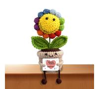 Regalos Originales - Girasol de Ganchillo de Apoyo Emocional, Lindo Adorno Girasoles Coloridos - Regalos Originales para Mujer, Familia, Amigos, Compañera - ¡No Olvides lo Fuerte Que Eres!