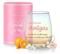 Regalos Originales para Mujer Regalo Amiga Vasos de Cristal Agua 480ml Regalo de Cumpleaños para Mujer Vasos para Amigas,Hermanas o Novias Ideal para Agua,Cava y Champagne