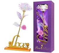 Regalos Originales para Mujer Rosa Eterna 24K Regalo Dia de la Madre Rosa de la Galaxia con Soporte Flores Artificiales Regalo Cumpleaños Mujer Regalo Madre Amiga Abuela Mama Novia Hermana Aniversario