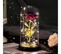 Regalos Originales para Mujer Rosa Eterna San Valentin Regalos Mujer Rosa Bella y Bestia Elegante Cúpula de Cristal con Luces LED Regalo Cumpleaños Mujer Madre Amiga Novia Mama Abuela Aniversario Boda