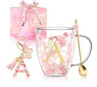 Regalos Originales para Mujer Tazas de Café Regalo Cumpleaños para Ella Tazas Te Expreso Personalizadas Regalos Boda Amistad Adorables Tazas de Vidrio Doble Pared Regalos Navidad Accesorios Rosados