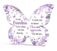 Regalos para abuela, placa acrílica única de mariposa morada, decoración de escritorio, regalos para abuela, cumpleaños, día de la madre, Acción de Gracias, día de los abuelos para abuela, 5 x 3.75 x