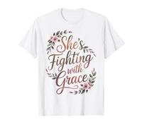 Regalos para el Cuidado del cáncer de Mama Fighting with Grace Camiseta