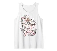 Regalos para el Cuidado del cáncer de Mama Fighting with Grace Camiseta sin Mangas