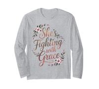 Regalos para el Cuidado del cáncer de Mama Fighting with Grace Manga Larga