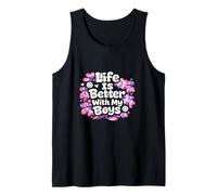 Regalos para el día de la Madre Life Is Better with My Boys Boy Mom Camiseta sin Mangas