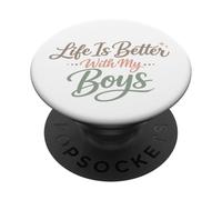 Regalos para el día de la Madre Life Is Better with My Boys Boy Mom PopSockets PopGrip Adhesivo