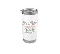 Regalos para el día de la madre Life Is Better With My Boys Boy Mom Vaso térmico de acero inoxidable de doble pared