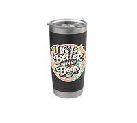Regalos para el día de la madre Life Is Better With My Boys Boy Mom Vaso térmico de acero inoxidable de doble pared