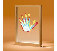 Regalos para el día de la madre para abuela, regalo de cumpleaños de nieta, nieto, nietos, kit familiar de huellas de manos con luz, color madera