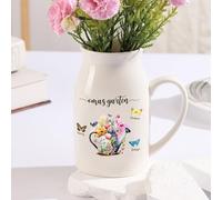 Regalos para el Día de la Madre para Mamá Abuela Jarrón de Cerámica Personalizado con Nombre Regalos para Mamá y Abuela Jarrón Blanco para Flores Decoración Moderna (H)