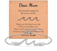 Regalos para el día de la madre para mamá de parte de hijo e hija, regalos de cumpleaños para mamá, pulsera de ondas plateadas para mujer, regalos de joyería de Navidad para ella, Plata, No es una