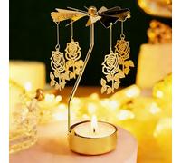 Regalos para el Día de la Madre: portavelas Giratorio, portavelas Giratorio Tipo carrusel para Velas de té, Regalo de cumpleaños Original para Mujeres, mamás, Hermanas, Navidad (Rose)