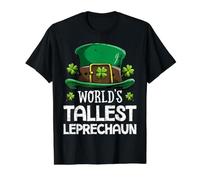 Regalos para el Día de San Patricio Leprechaun más Alto del Mundo para niños y Hombres Camiseta gráfica económica, Hombre, Negro, S
