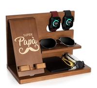 Regalos para el día del padre para papá, madera, estación de acoplamiento para teléfono, organizador de mesita de noche, regalo para hombres, regalo de cumpleaños, escritorio, estación de