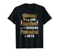 Regalos para Esposas - Bendecidos por Dios y mimados por mi Esposo - Esposas Camiseta gráfica económica