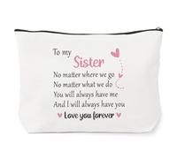 Regalos para hermana de hermano, regalo para mejor hermana, bolsa de maquillaje, regalos para hermana, regalos de Navidad para hermana, White, To my Sister