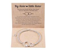 Regalos para Hermanas, Plata Pulsera de 2 Círculos Entrelazados Hermana Mayor Hermana Menor Moda Pulsera con Dijes para Mujeres Joyas para Cumpleaños Navidad Graduación Amistad Regalos Ideas