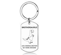 Regalos para hermano mayor, dinosaurio, divertido llavero personalizado de Brothersaurus, regalo de cumpleaños para hermano pequeño, plateado, talla única