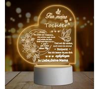 Regalos para hija de mamá, lámpara LED de luz nocturna acrílica, regalo de 18 cumpleaños para niñas, luz decorativa en forma de corazón personalizada en 3D con palabras benditas para regalo de