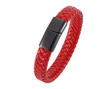 Regalos para hombres Bracelets para hombres, brazalete para hombres tejido de acero inoxidable de acero negro de acero inoxidable de acero inoxidable con cierre magnético, longitud de 20.5 cm, falso,