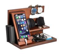 Regalos para hombres Dad Husmed Boyfriend Wood Phone Docking Station para pap Regalos Key Willet Stand Reloj Organizador Regalos de cumpleaos para