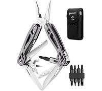 Regalos para Hombres Mujer, BIBURY Multiherramienta de Alicates 21 en 1 con juego de destornilladores, Navaja Multiusos Herramienta Multiusos para Camping, Reparación, Senderismo - Titanio