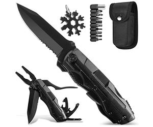 Regalos para Hombres, Navaja Multiusos y Snowflake Multi Tool, Alicates Plegables, Cuchillo Plegable Supervivencia, Herramienta Multiuso Inoxidable, Multiherramienta para Actividades de bricolaje