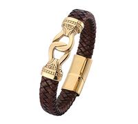 Regalos para hombres Pulsera de brazalete para hombres Pulseras de hombres tejidos para hombres Cadena de muñeca de acero inoxidable con cierre magnético, longitud de 16,5 cm, falso, sin circonía
