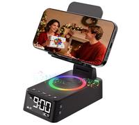 Regalos para hombres y mujeres, reloj despertador, soporte para teléfono celular con altavoz Bluetooth, máquina de sonido blanco con 20 sonidos relajantes, regalos de elefante blanco claro ambiental