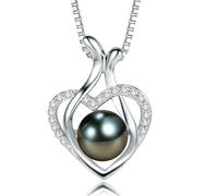 Regalos para la Esposa Aniversario Día de Las Madres-Collar de Perlas Negras tahitianas para Mujeres Boda Cumpleaños-MOM Mom.