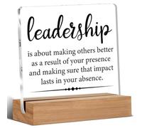 Regalos para líderes, jefes, mentores, líderes, citas de liderazgo, letrero decorativo transparente para escritorio, letrero decorativo Leadership is About Making Others Better Sayings, letrero