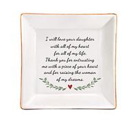 Regalos para madre de novia de novio, regalos de boda para suegra: I Will Love Your Daughter with All My Heart, Thank You For Raising Woman of My Dreams, soporte de joyería de cerámica para anillo