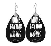 Regalos para madres: pendientes de cuero para las buenas madres que dicen malas palabras, decoración de ropa, adecuados para fiestas, festividades y vida cotidiana.