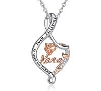 Regalos para mamá, abuela, hija, hermana, cadena de plata de ley 925, collar de flores de rosa, regalo para mamá, abuela, de hijo, día de la madre, cumpleaños, Medium, Plata esterlina, Circonia cúbica