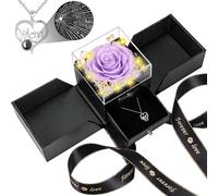 Regalos para mamá de hija e hijo, regalos únicos de cumpleaños para el día de la madre, idea para mujeres, rosas reales preservadas con collar "I Love You", regalo genial para madre, mamá, abuela