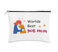 Regalos para mamá de perro para mujeres, regalos para amantes de los perros, regalo de Pascua para regalo de cumpleaños, bolsa de maquillaje Just A Girl Who Loves Dogs, bolsas de cosméticos para