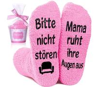 Regalos para mamá, mujeres, cumpleaños, Navidad, divertidos calcetines con texto en alemán "Bitte nicht stören Mama ruht ihre Augen aus Geburtstagsgeschenk Muttertagsgeschenk Weihnachtsgeschenke für
