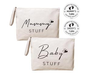 Regalos para mamá para ser - 4 bolsas de cosméticos con cremallera, moneda de decisión para nuevos padres, regalos de baby shower para mamás, papá, mujeres embarazadas