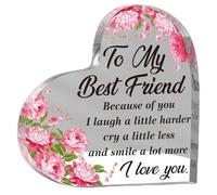 Regalos para mejores amigas para mujeres, corazón acrílico, decoración de mesa de amistad, recuerdo y pisapapeles, regalos de larga distancia para mejor amiga, hermana, niñas, mujeres, cumpleaños