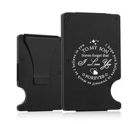 Regalos para mi hijo, cartera minimalista de metal grabada personalizada, cartera delgada para hombres, regalos de cumpleaños, Navidad, regalo de graduación para hijo de mamá papá, regalos