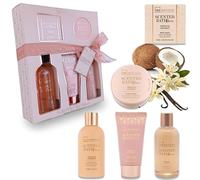 Regalos Para Mujer Con Gel De Ducha, Loción, Exfoliante, Sales De Baño y Burbujas. Pack Regalo Mujer Para Mimar y Sorprender. Regalos Mujeres Cumpleaños, Navidad. Cesta Baño Regalo. Gifts For Women