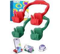 Regalos para Mujer Hombre Soporte Móvil Mesa: Regalos Navidad Amigo Invisible Originales para Niña Niño Niños Soporte para Móvil con Gesto YEAH Porta Móvil Ideas Regalo Reyes Verde Bosque&Rojo 2 ud