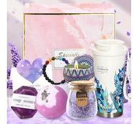 Regalos para Mujer,Regalo Cumpleaños Mujer 30 40 50 60 70 Años,Regalos Navidad Mujer,Regalo de San Valentín para Mujer,Set de Regalo Baño Mujer con Taza de Café,para Damas, Amigas,Esposas,Púrpura