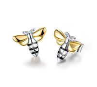 Regalos Para Mujer Springlight Pendientes de tuerca de plata de ley 925 encantadores pendientes de tuerca de abeja de miel, regalos originales para mujer, pendientes mujer.