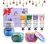 Regalos para Mujeres Cumpleaños, Crema de Manos 4 x 30 ml & Velas Perfumadas Aromáticas de Cera de Soja 4 x 80 g Regalo para mujer Ideas de Regalo Navidad para Mamá | Esposa | Mejor Amiga