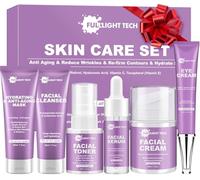 Regalos para mujeres, juego antiedad para el cuidado de la piel antiarrugas e hidrata la piel, productos con vitamina C, VE, retinol, ácido hialurónico, set de regalo para el cuidado de la piel (5
