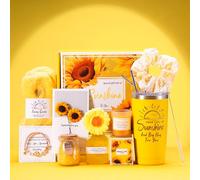 Regalos para mujeres, paquete de cuidado personal para mujeres, cestas de regalo de girasol de ganchillo para mujeres, cumpleaños, día de la madre, regalos únicos para enviar sol