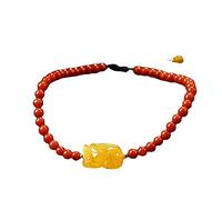 Regalos para mujeres, Pulsera de ágata con piedras preciosas naturales, amuleto de ámbar Pixiu, pulsera de la suerte for mujer, pulsera de cristal de granate de 4 mm, pulsera de riqueza, gemas for cha